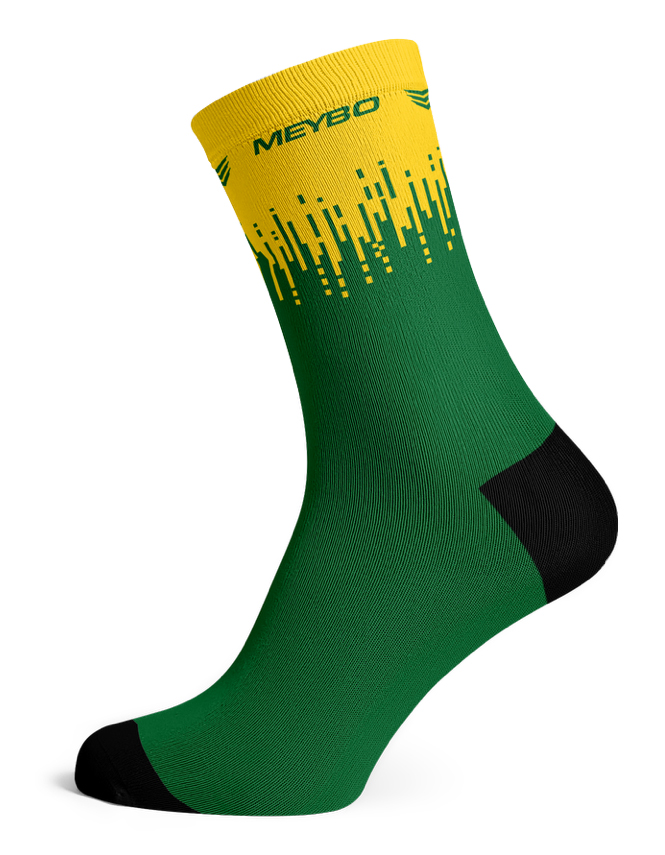 Meybo Sock Ribbed Crew Sock Green and Gold